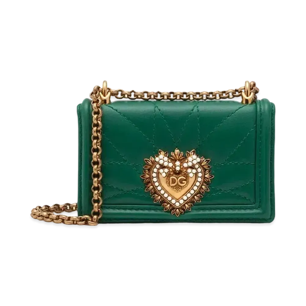 Dolce&Gabbana Devotion Micro Bag Matrasse Nappa Leather "Green"