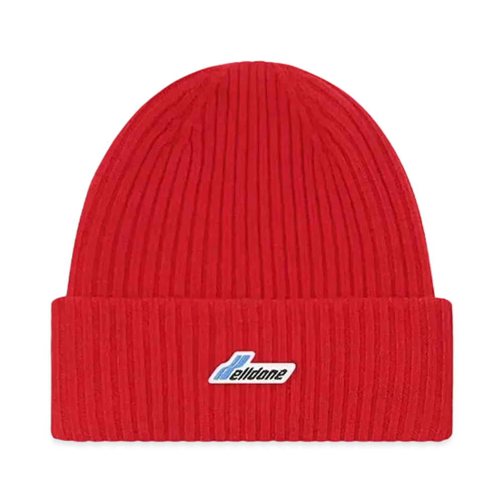WE11DONE Logo Patched Knit Beanie "Red"