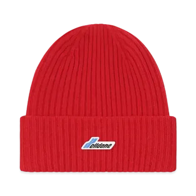 WE11DONE Logo Patched Knit Beanie "Red"