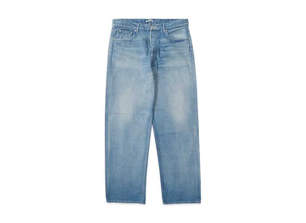 AURALEE Selvedge Faded Light Denim Wide Pants "Light Indigo"