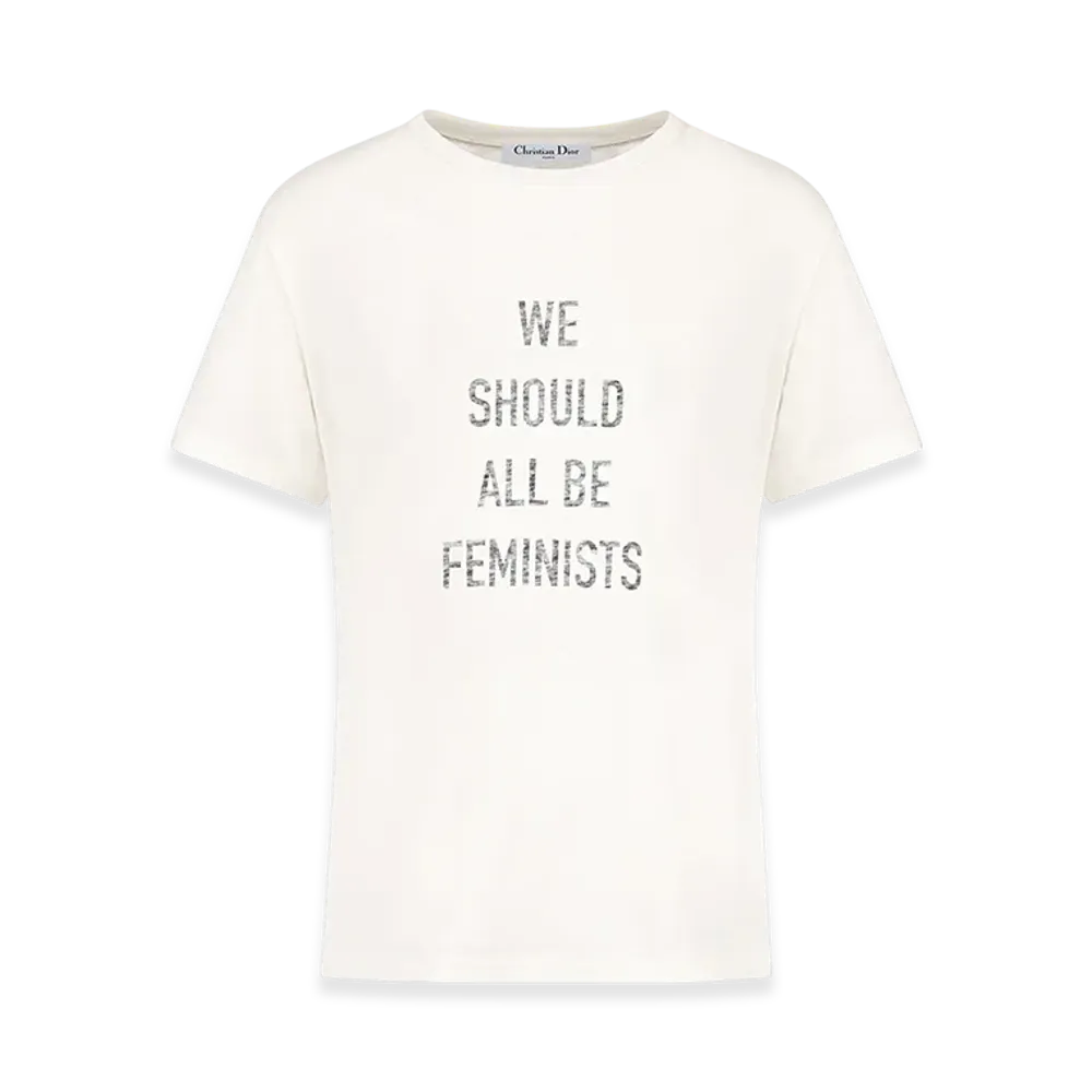 Dior Women's We Should All Be Feminists T-Shirt Jersey Linen "White"