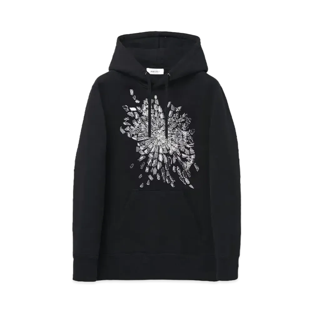 Alexander McQUEEN Smashed Glass Hooded Sweatshirt "Black"