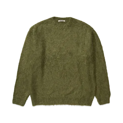 AURALEE Brushed Super Kid Mohair Knit P/O "Olive"