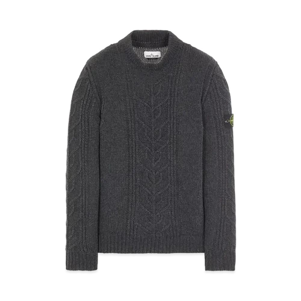 Stone Island 569D4 LAMBSWOOL WITH ARAN MOTIF "Steal Grey"