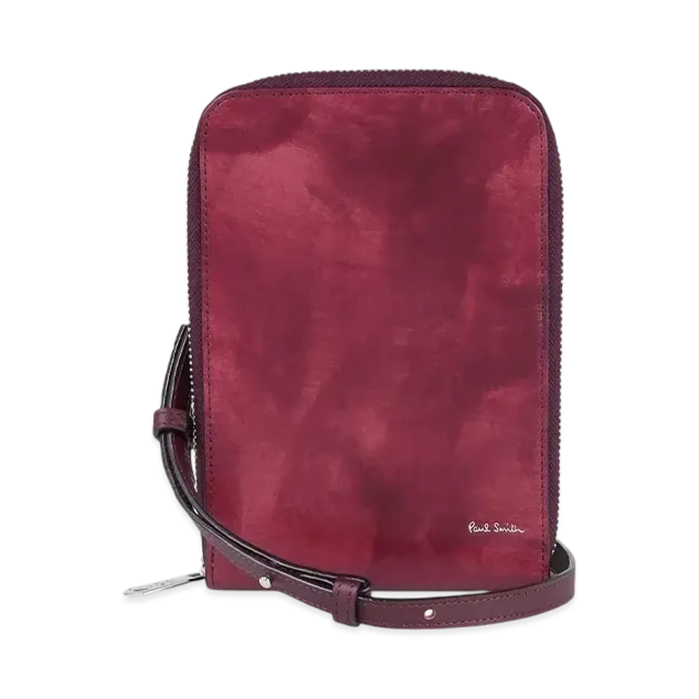 Paul Smith Marble Leather Phone Pochette "Burgundy"