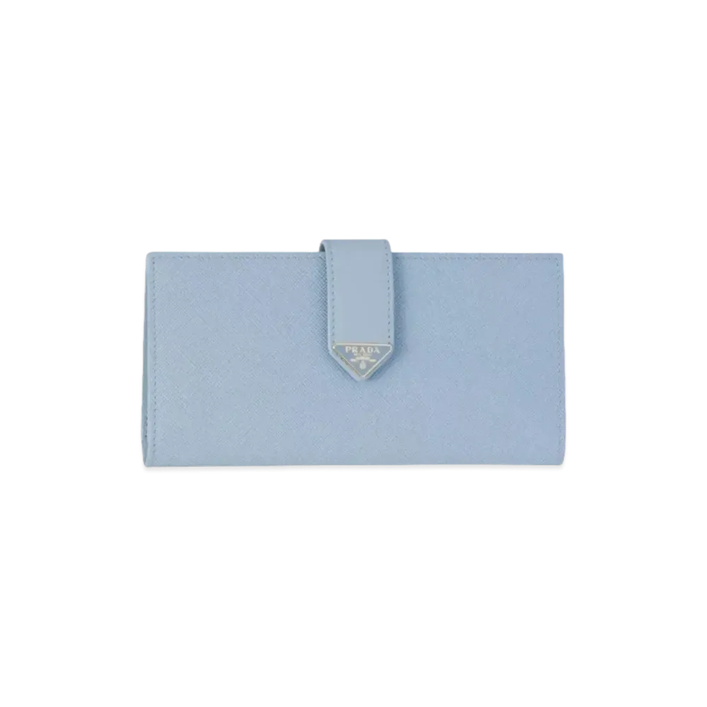 PRADA Large Saffiano Leather Wallet "Light Blue"