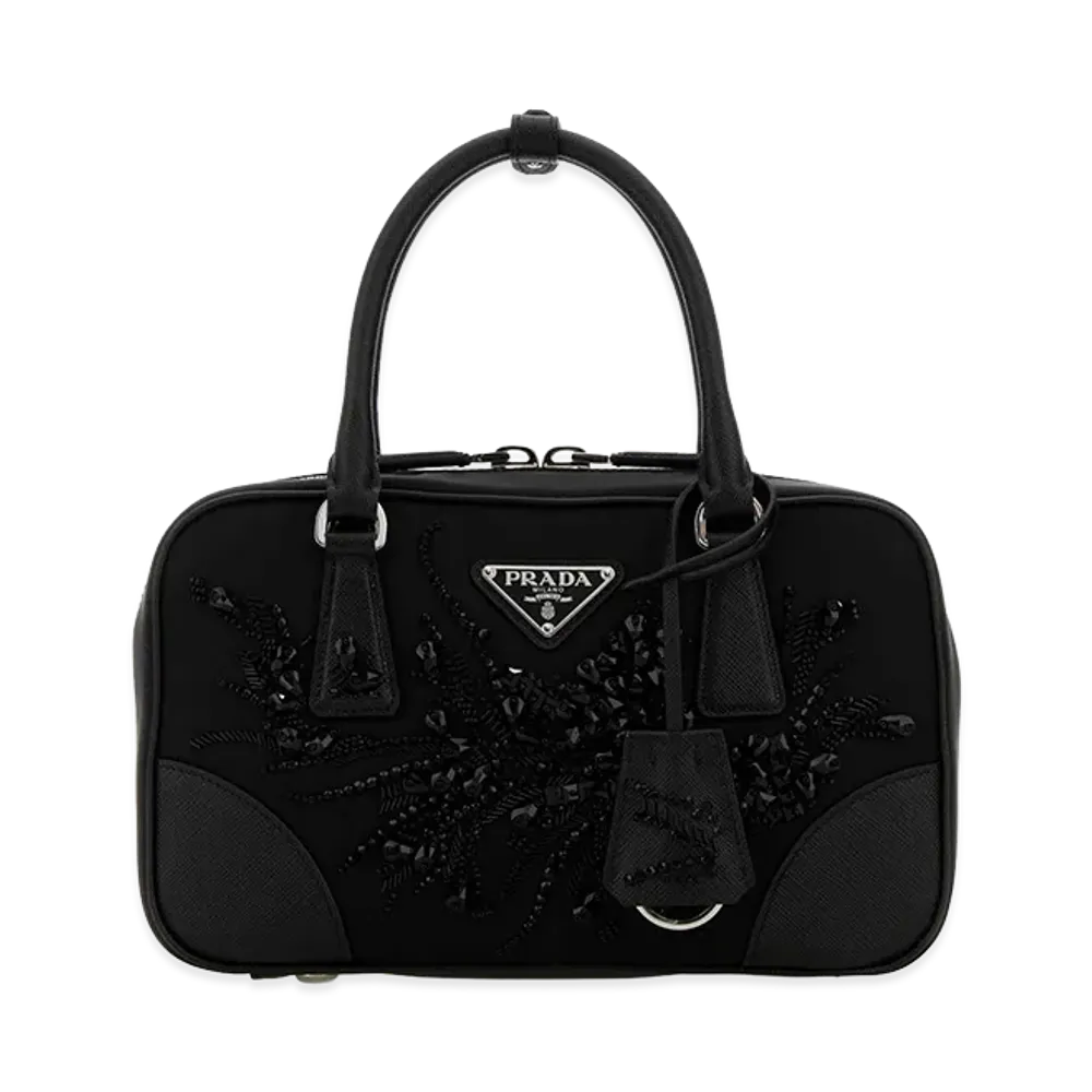 PRADA Women's Embroidered Mini Bag "Black"