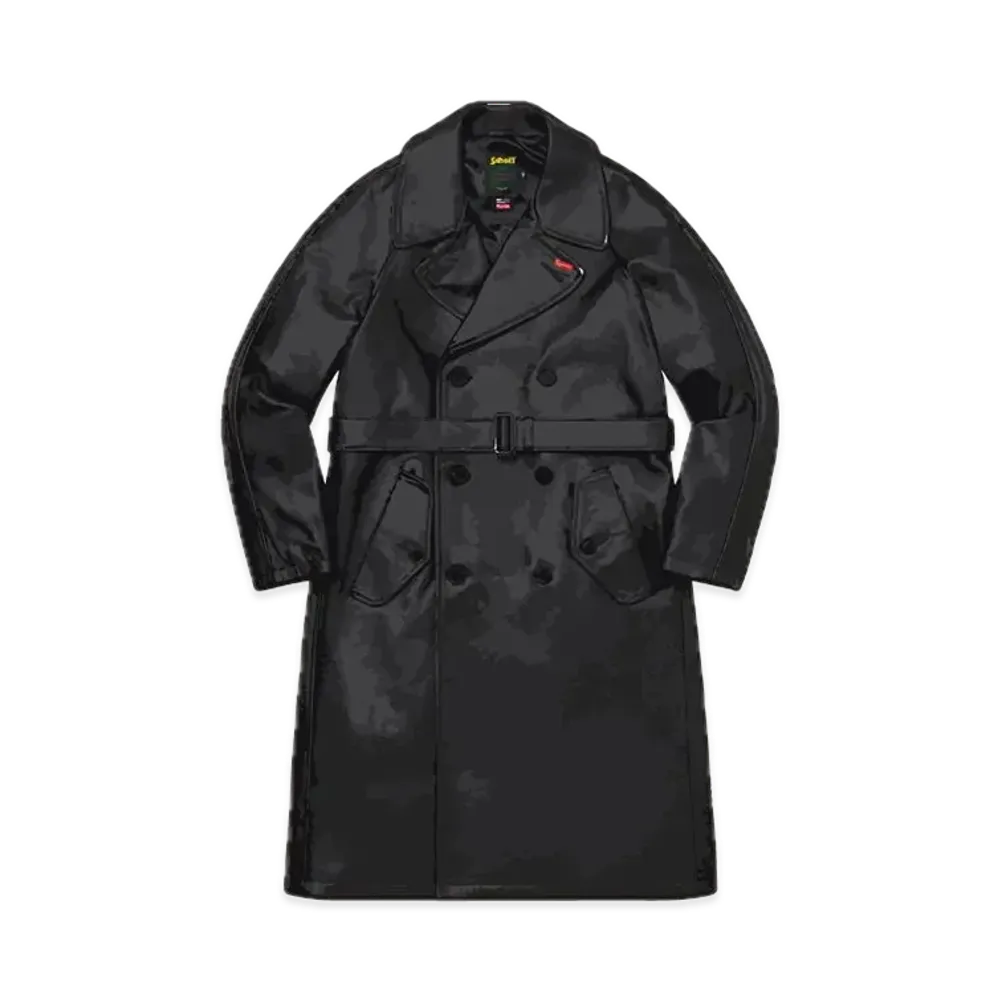 Supreme x Schott Leather Trench Coat "Black"