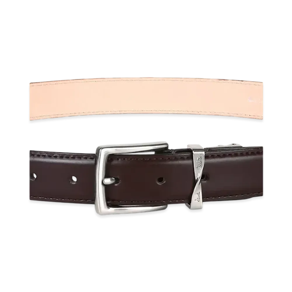 Paul Smith Twisted Loop Logo Leather Belt "Burgandy"