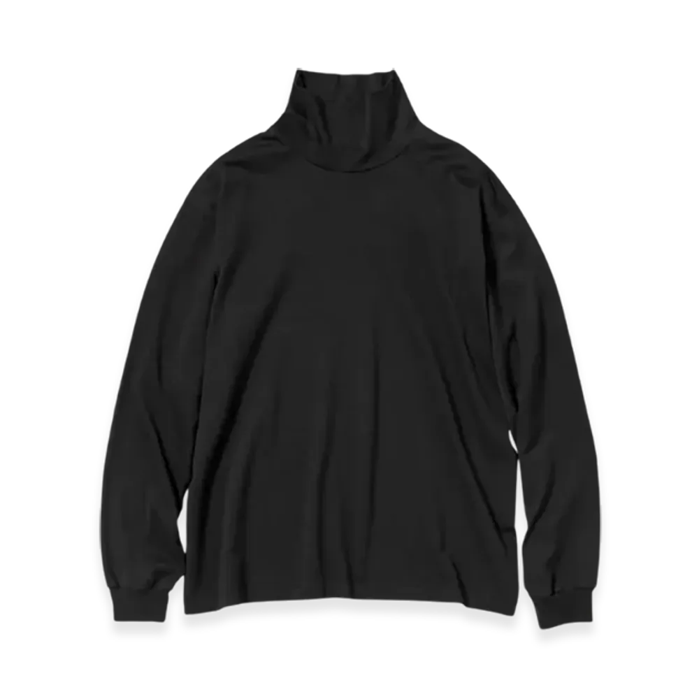 AURALEE Luster Plaiting Hi Neck L/S T-Shirt "Black"