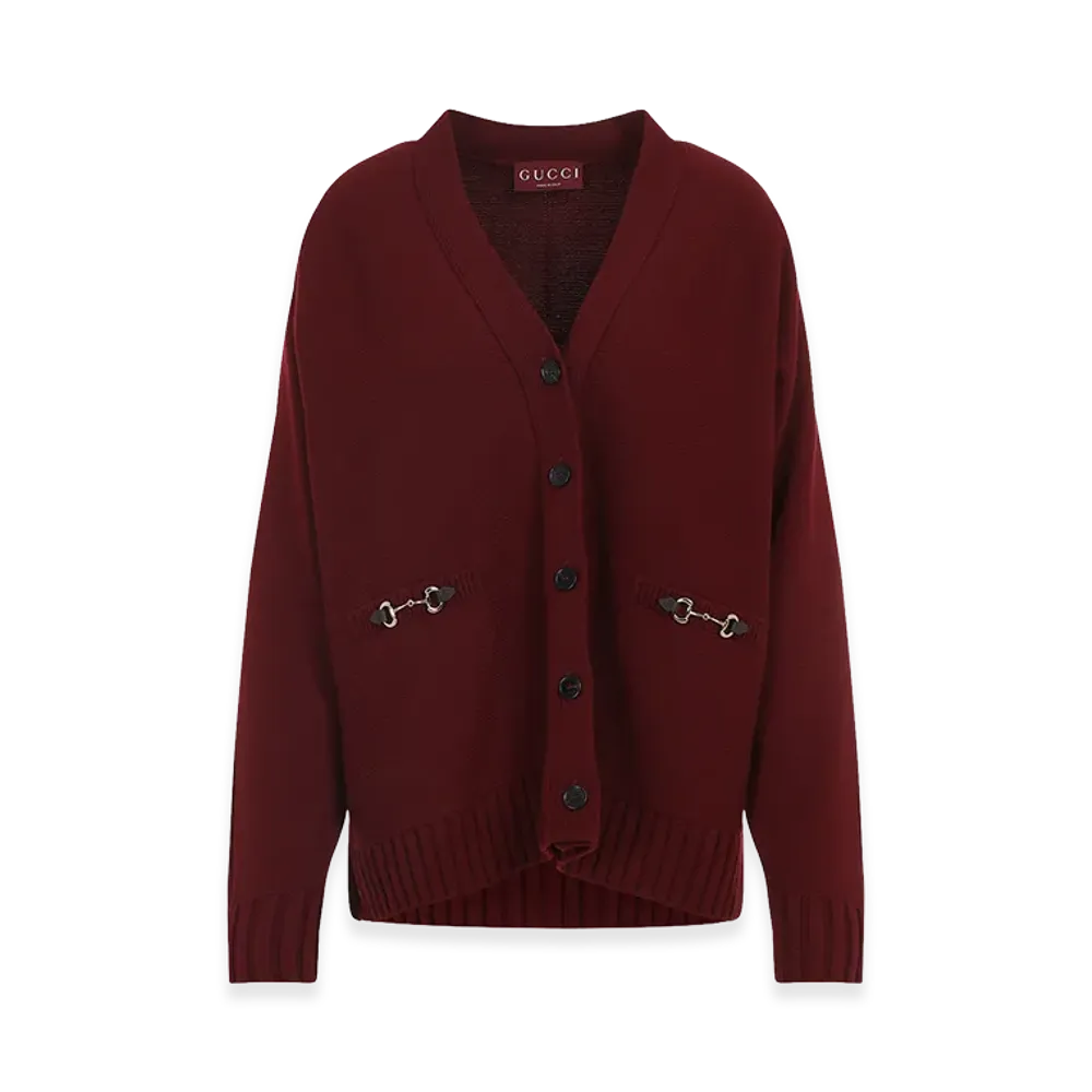 GUCCI Women's 'Morsetto' Cardigan "Burgundy"