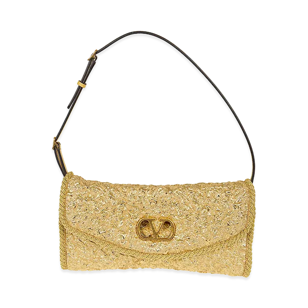 Valentino Women's Clutch Vain Soft Tes.Jacq.Cloque/Vit.Soft Grain L./Torcho "Oro"