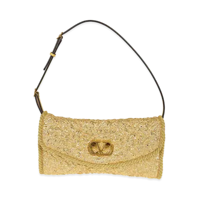 Valentino Women's Clutch Vain Soft Tes.Jacq.Cloque/Vit.Soft Grain L./Torcho "Oro"