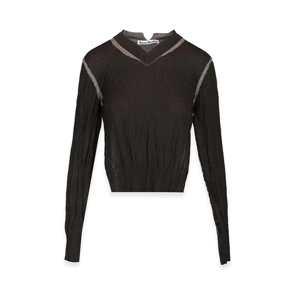 Acne Studios Women's Crumpled V-Neck Sweater "Brown"