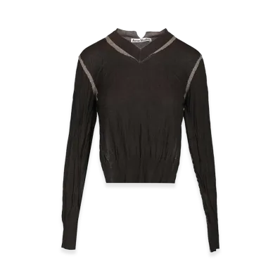 Acne Studios Women's Crumpled V-Neck Sweater "Brown"