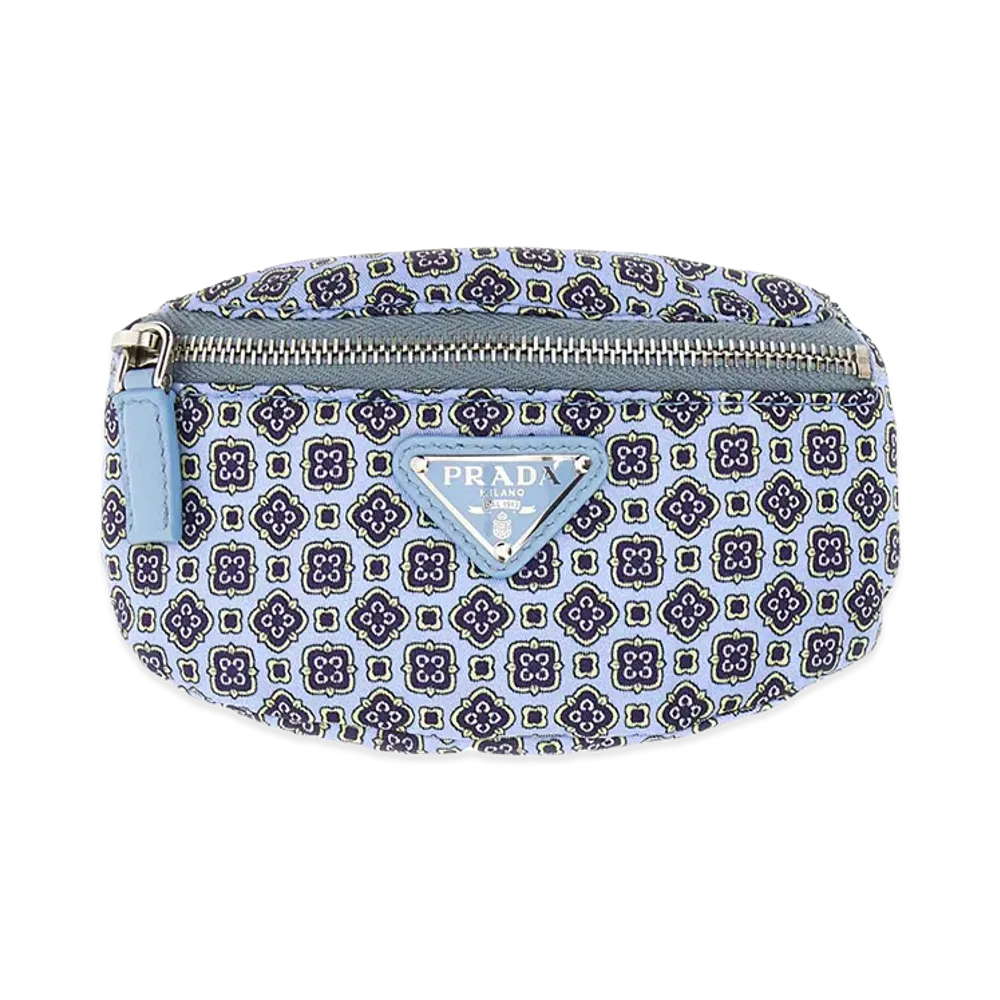 PRADA Printed Nylon Wrist Pouch "Light Blue"