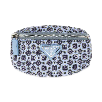PRADA Printed Nylon Wrist Pouch "Light Blue"