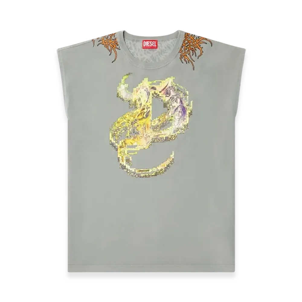 Diesel T-Boxt-Sl-R1 Tank Top With Tattoo Graphics "Gray"