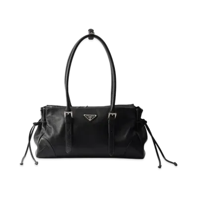PRADA Women's Bonnie Medium Antiqued Leather Tote Bag "Nero"
