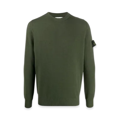 Stone Island 591A1 Stretch Wool Crewneck Knit - 20FW "Dark Green"