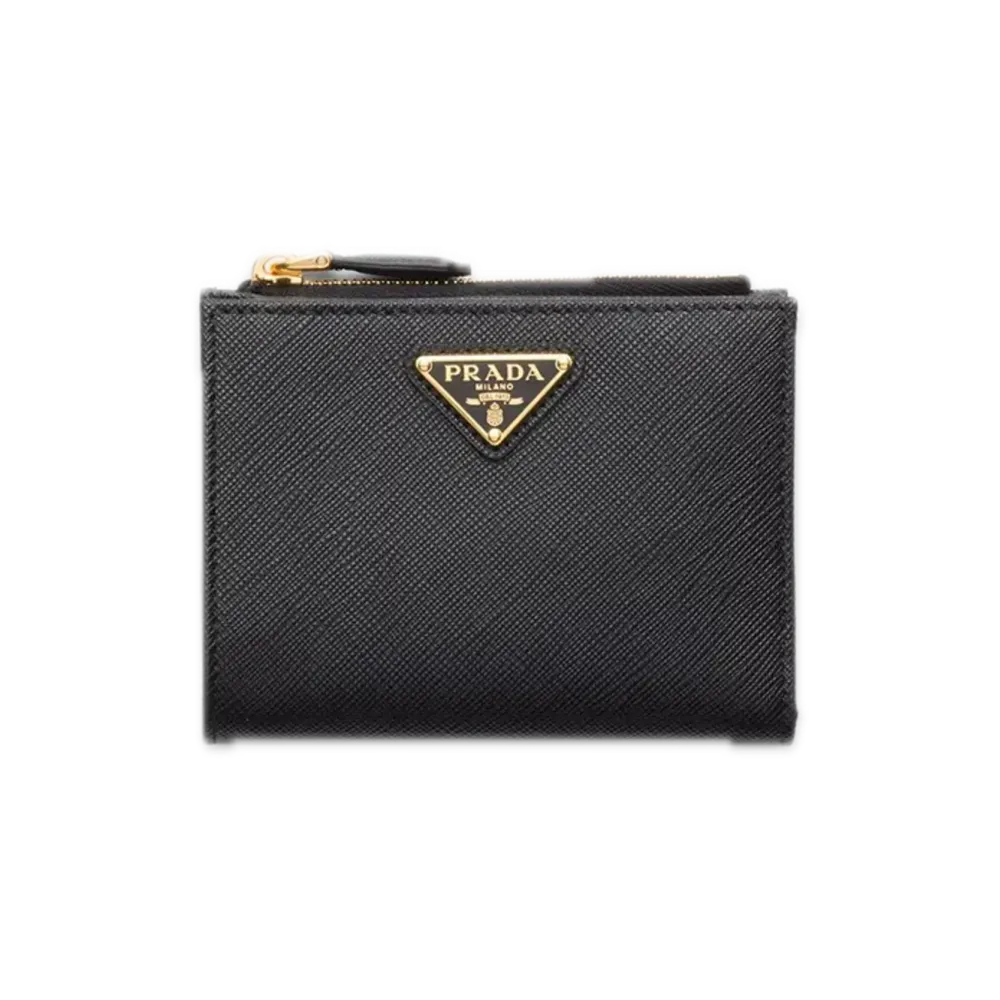PRADA Saffiano Triangle Wallet "Black"