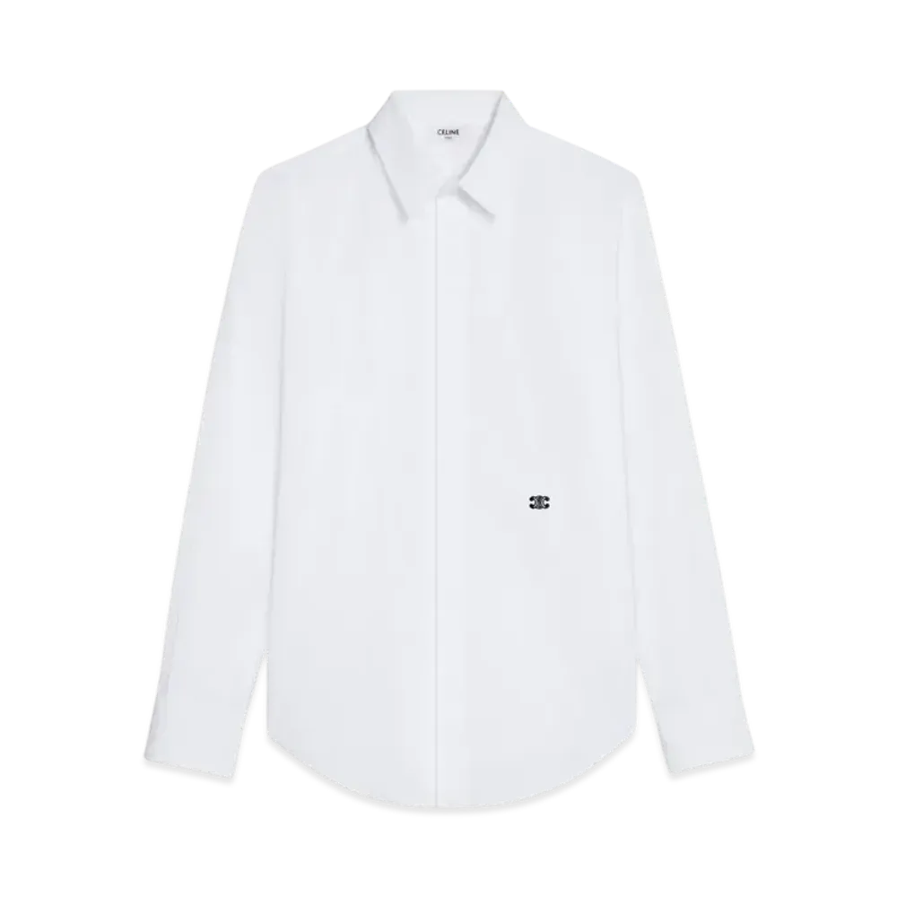 CELINE Men's Loose Shirt in Cotton Poplin "White"