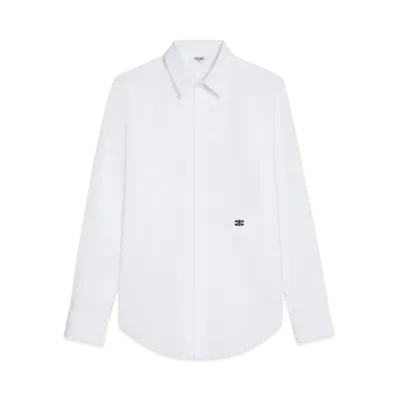 CELINE Men's Loose Shirt in Cotton Poplin "White"