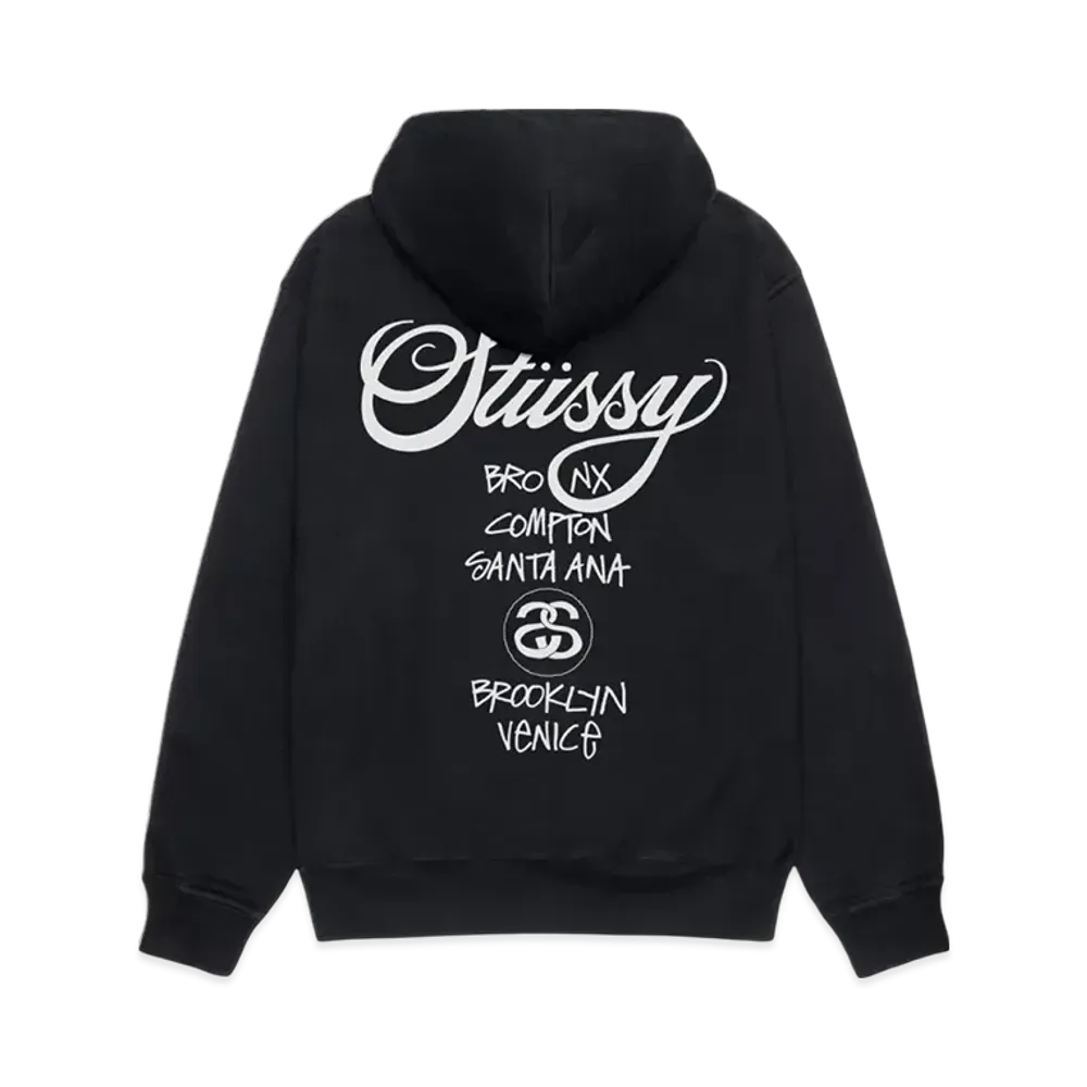 Stussy World Tour Hoodie Pigment Dyed "Black"