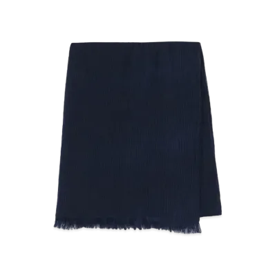 Yohji Yamamoto Pour Homme SILK WOOL PIECE DYE PLAIN STRIPE STOLE "Navy"