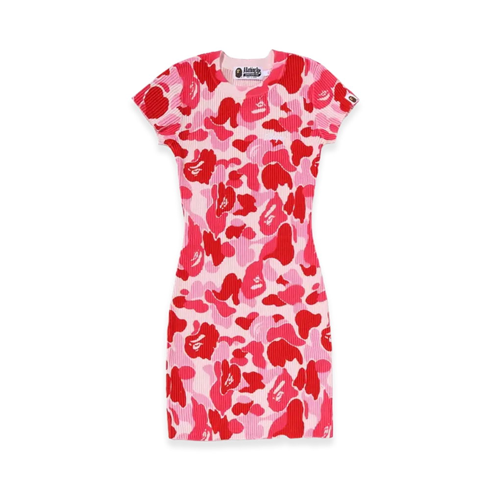 A BATHING APE Women's ABC Camo Bape Logo Rib Onepiece "Pink"
