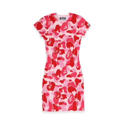 A BATHING APE Women's ABC Camo Bape Logo Rib Onepiece "Pink"