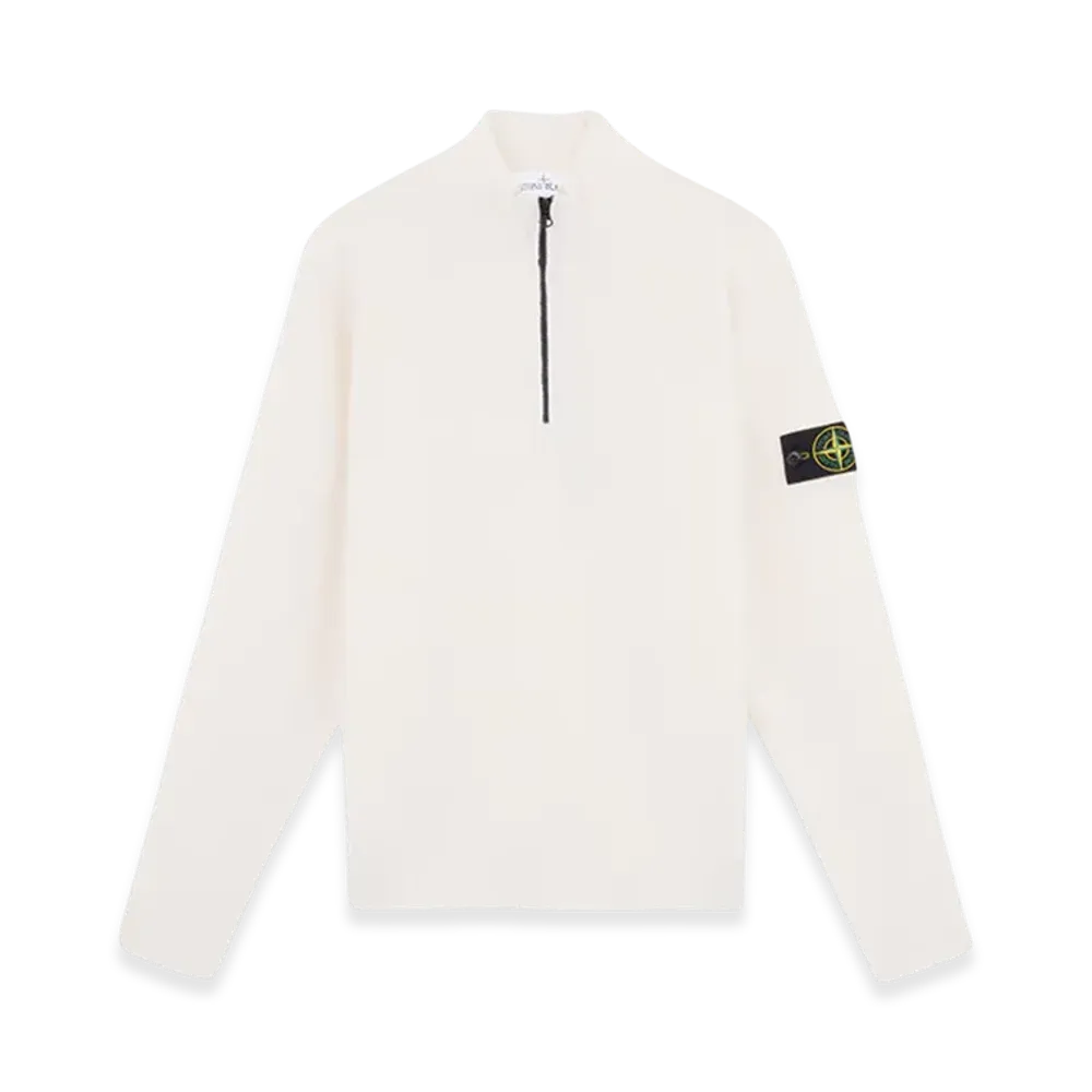 Stone Island 548B6 RWS Geelong Wool Loose Fit Half Zipper Sweater - 24FW "Natural White"