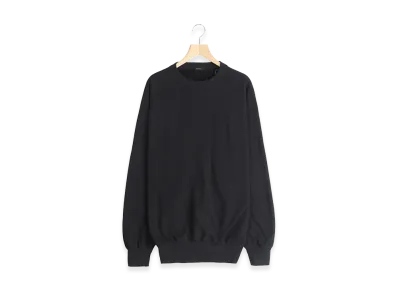 COMOLI LW Cotton French Terry Crew Neck "Black"