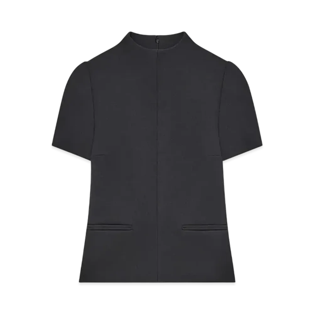 Courreges High Collar Twill Top "Black"