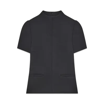 Courreges High Collar Twill Top "Black"