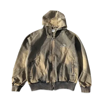 9090 Yoke Denim Zip Hoodie "BROWN BEIGE"