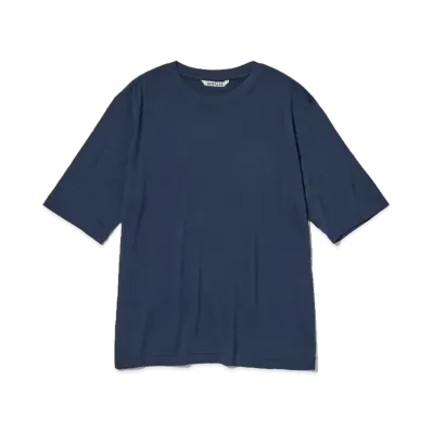 AURALEE Extra Fine Wool Jersey Tee "Navy"