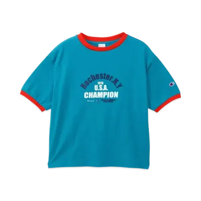 Champion Women's Short Sleeve Ringer T-Shirt 25SS "Teal Blue"