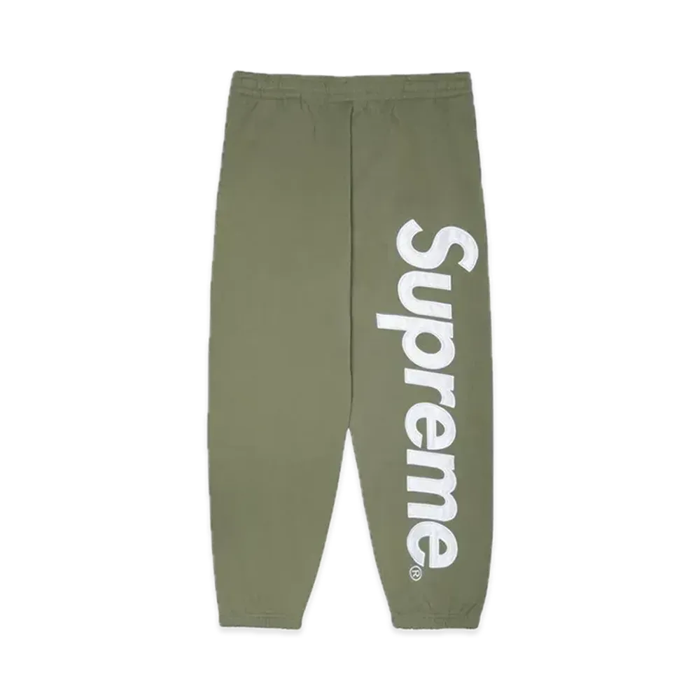 Supreme Satin Applique Sweatpant (23FW) "Light Olive"