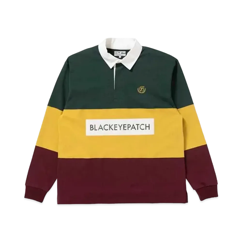 BlackEyePatch B EMBLEM 3 TONE RUGBY SHIRT "Rasta"