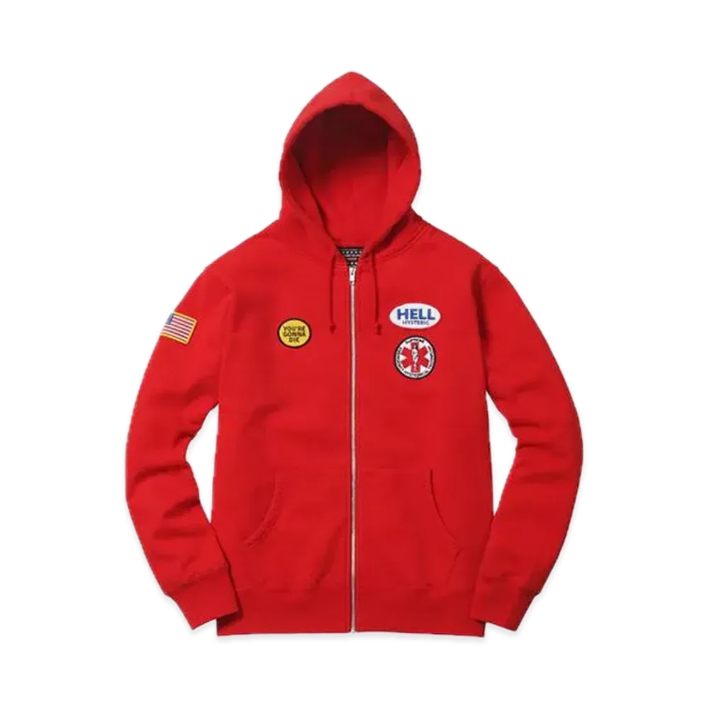 Supreme x HYSTERIC GLAMOUR Patches Zip Up Sweatshirt"Red"