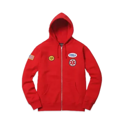 Supreme x HYSTERIC GLAMOUR Patches Zip Up Sweatshirt"Red"