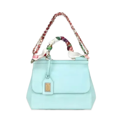 Dolce&Gabbana Sicily Bag Medium Dauphine Calfskin Scarf "Blue"