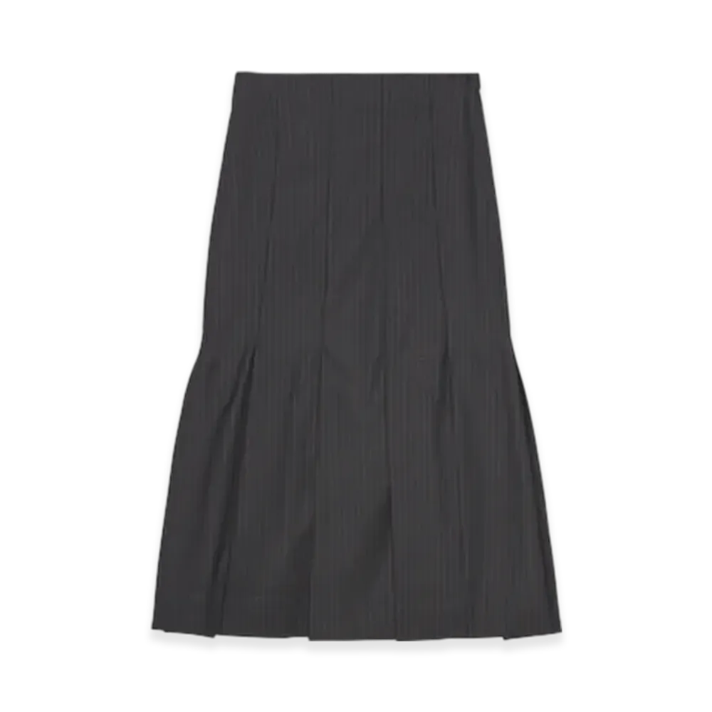 GANNI Stripe Suiting Midi Skirt "Dark Grey"