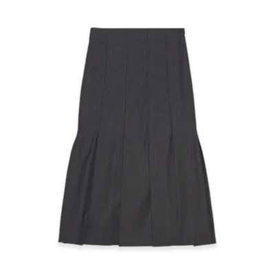 GANNI Stripe Suiting Midi Skirt "Dark Grey"