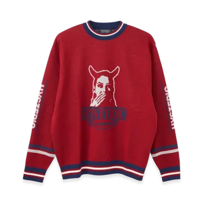 HYSTERIC GLAMOUR Speak No Evil Jacquard Sweater "Red"
