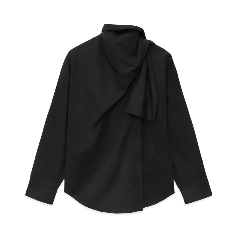 MSGM Poplin Shirt With Sashed Collar "Black"