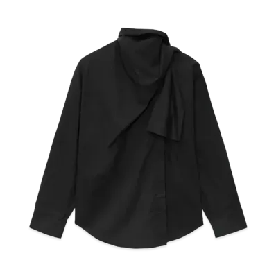 MSGM Poplin Shirt With Sashed Collar "Black"