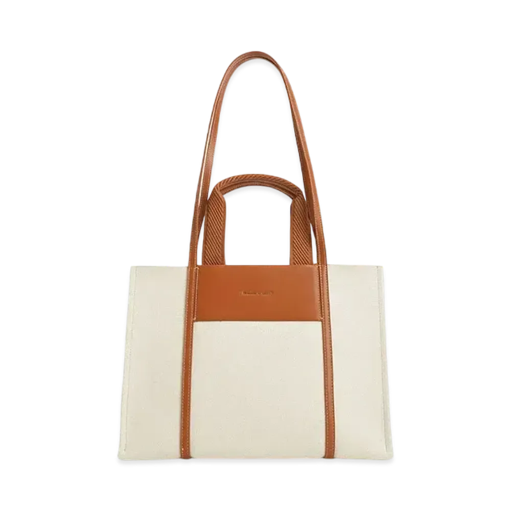 CHARLES & KEITH Sharia Large Double Handle Tote Bag "Cognac"