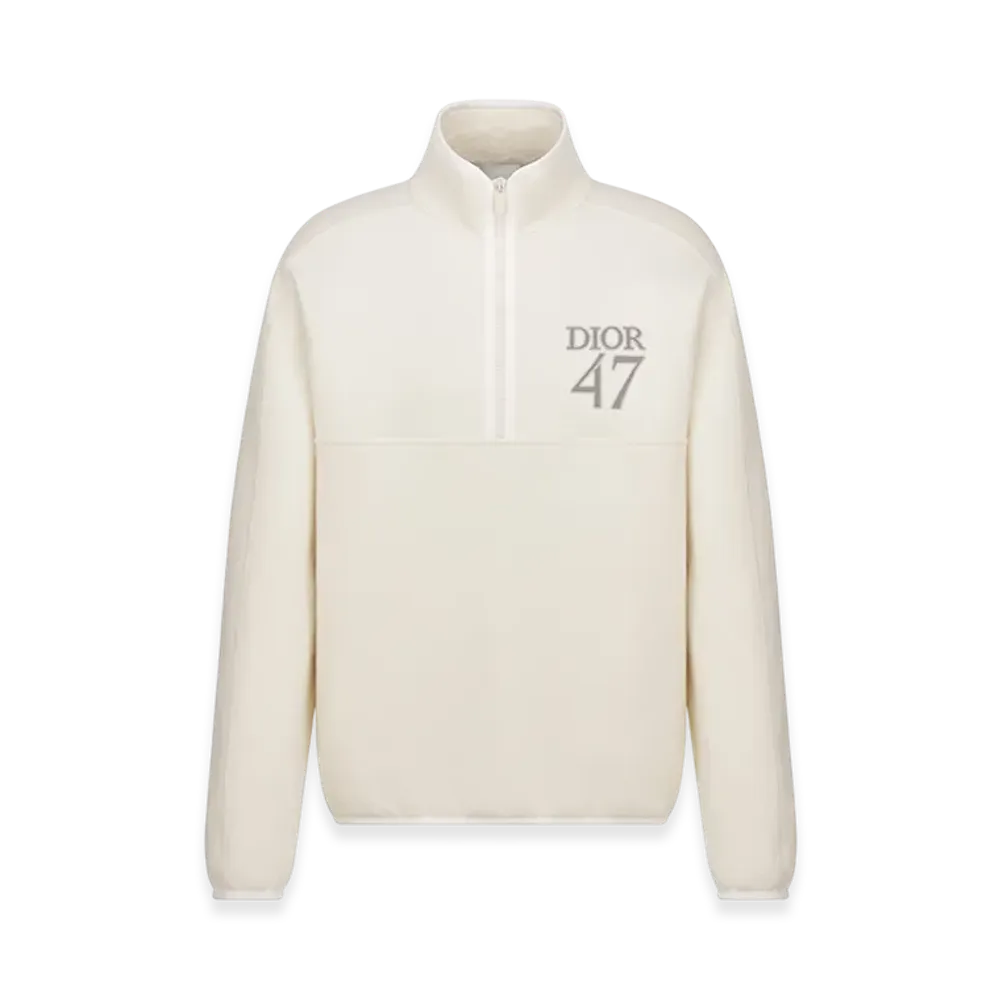 Dior Regular-Fit Fleece Sweater with Stand Collar "White"